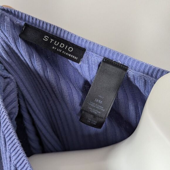 Vintage Liz Claiborne Studio Ribbed Cropped Tee Size Small Cotton Y2K - Picture 4 of 6